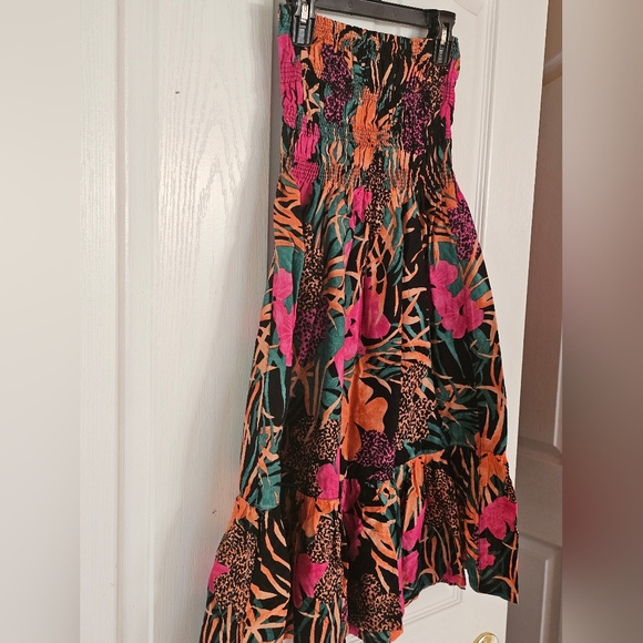 Moda International Floral Tub Top Dress with Pink and Orange Hues - Picture 7 of 8